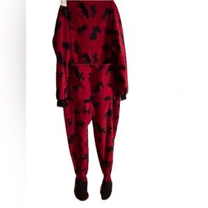 Lazy One Red and Black onesie tailgate pajamas with moose new